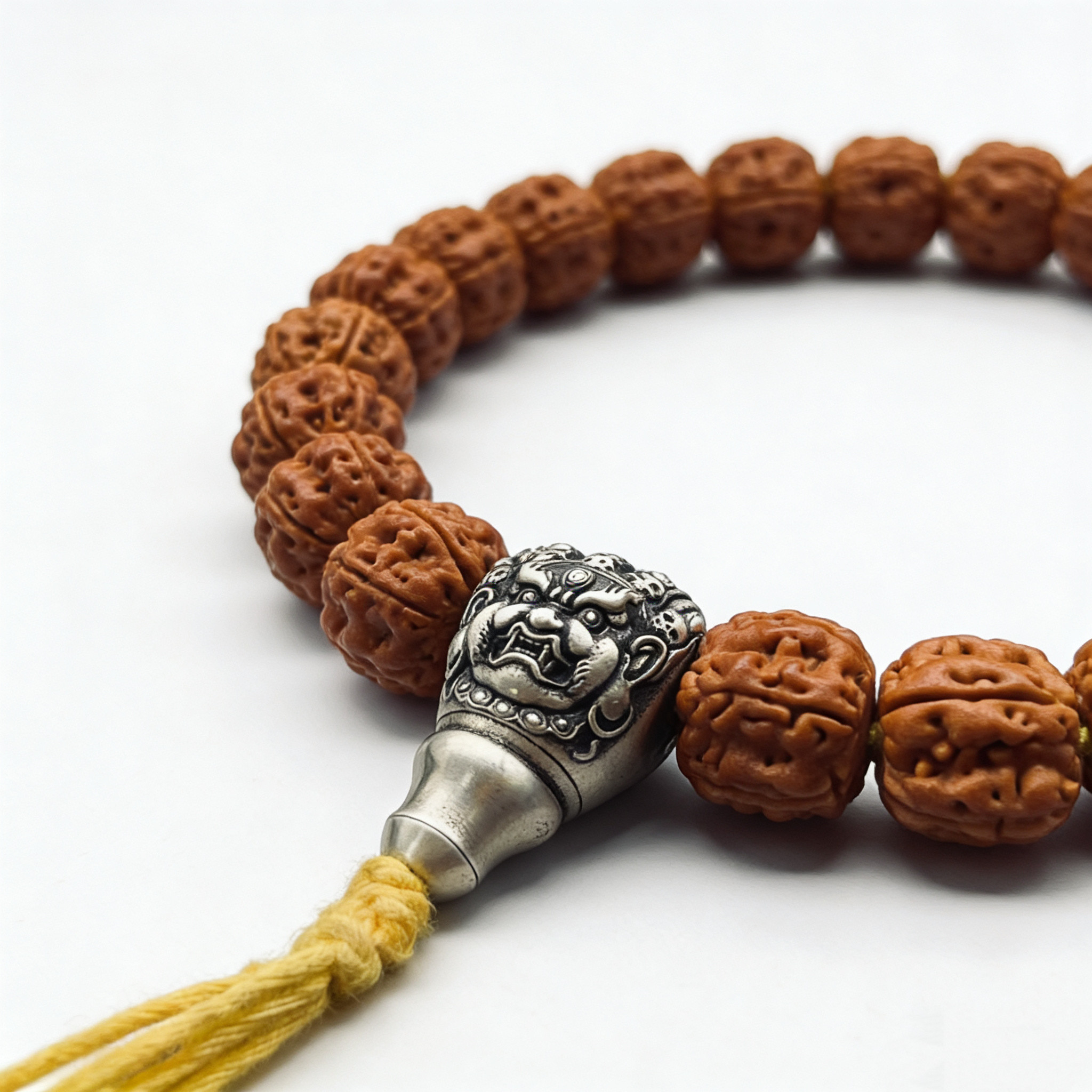 925银藏式大黑天三通无相佛头金刚星月菩提手串108手持文玩配饰件