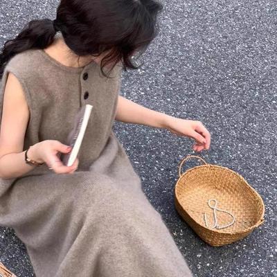大码圆领背心无袖毛衣针织衫连衣裙女秋冬宽松遮肚气质中长款上衣
