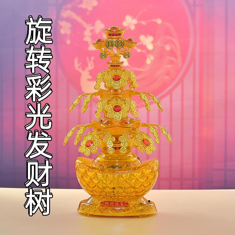 旋转发财树LED灯光春节新年