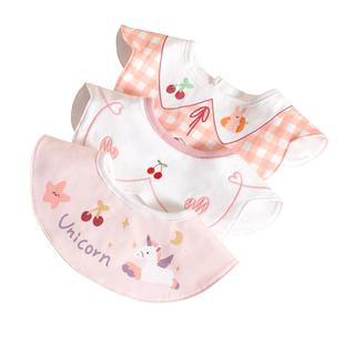 ins宝宝围嘴纱布加厚口水巾纯棉婴儿防水围兜公主加大号韩版夏季