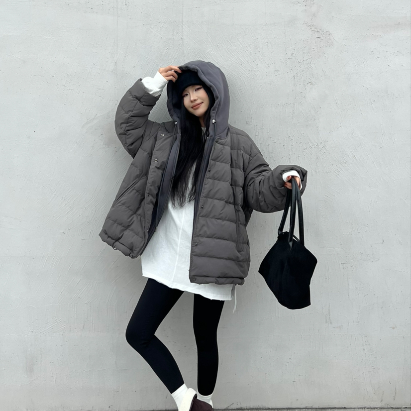 LILY-冬上新连帽宽松百搭时尚保暖羽绒服外套80829