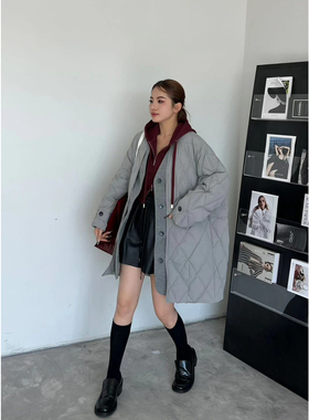 莉莉家领时尚单排扣百搭保暖羽绒服外套（含90%白鸭绒）80532