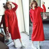 Толстовка с капюшоном, тонкое осеннее длинное платье для отдыха, 2020, в корейском стиле, оверсайз, длина макси, свободный прямой крой