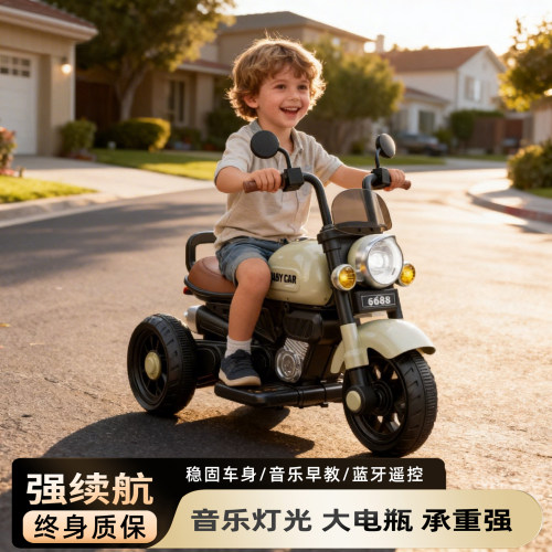 儿童电动摩托车可坐遥控三轮车