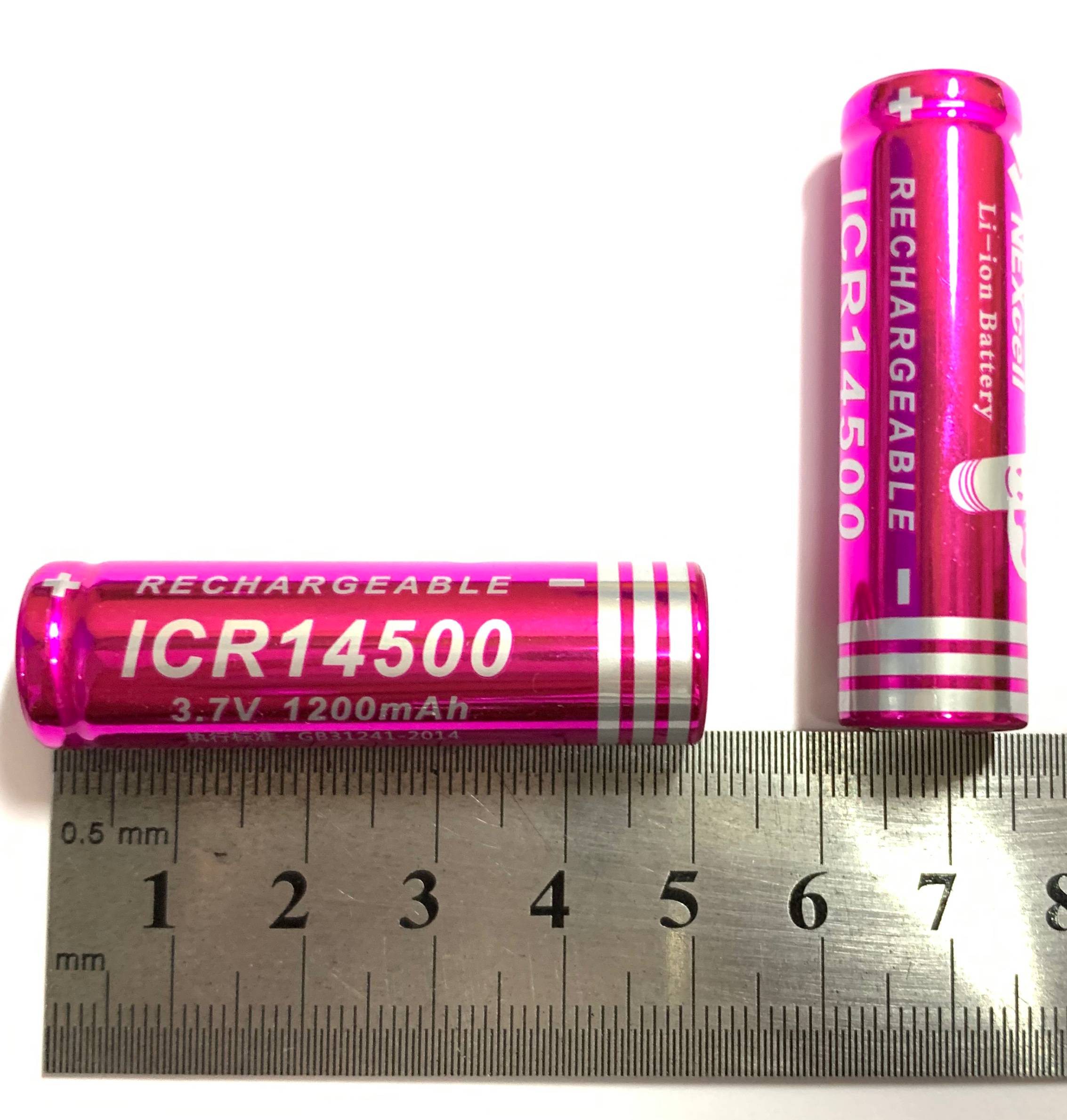 2节ICR14500锂电池4.2V大容量1200mAh 3.7V充电电池14500强光手电
