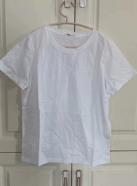 美家正品女短袖夏季新款全棉白色圆领T恤基本款女士半袖体恤