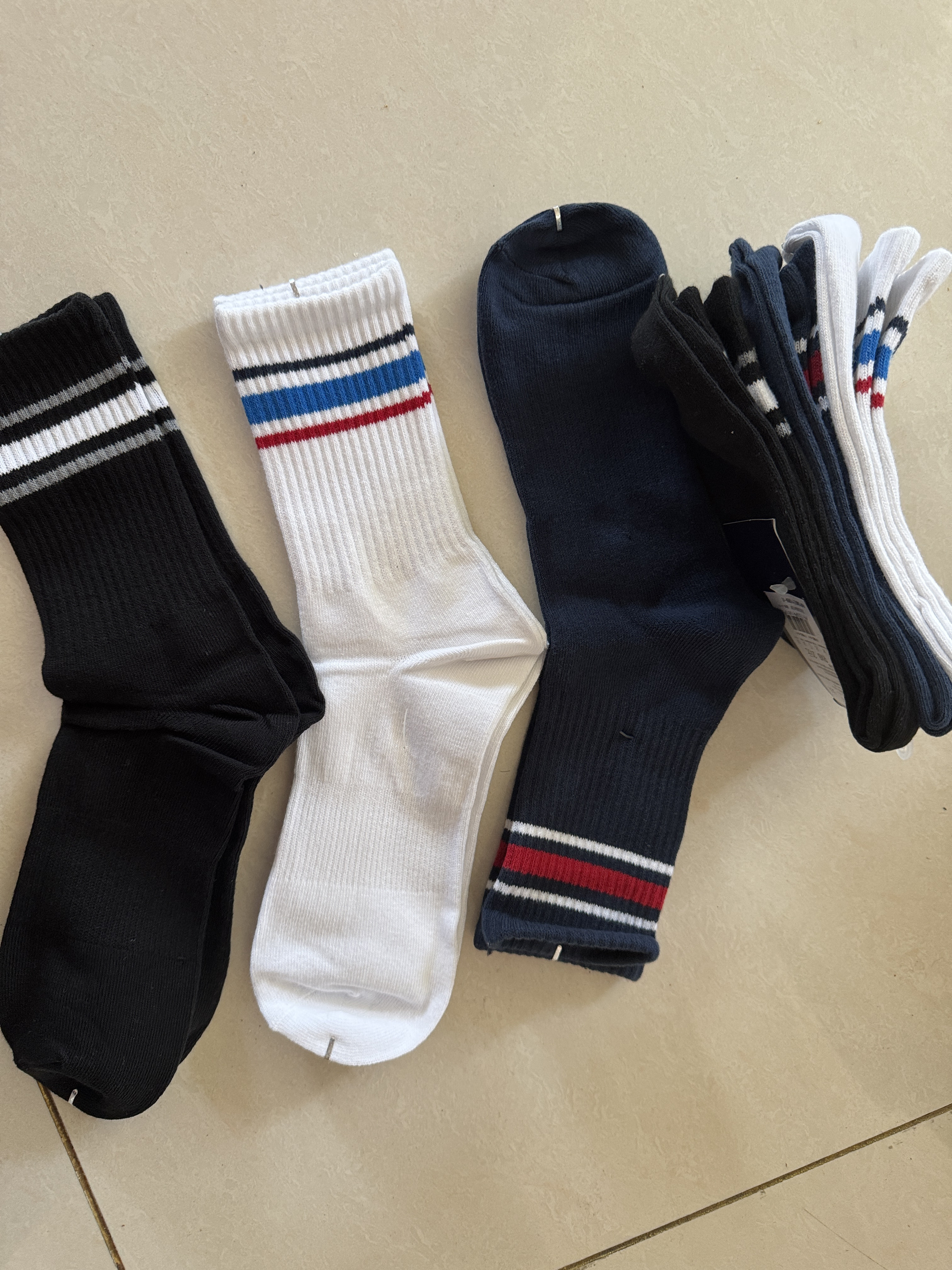 美特斯邦威男春秋冬高筒棉袜6双