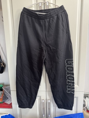 美特斯男针织裤秋冬休闲裤大字母保暖加绒运动长裤束脚宽松卫裤