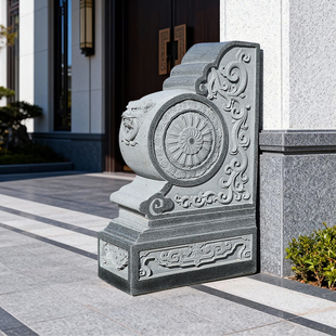 石雕门墩抱鼓石一对天然花岗岩庭院门口摆件石墩石鼓户外装饰