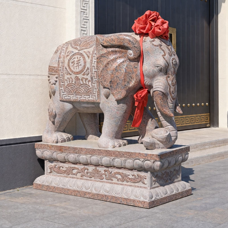 石雕大象一对天然花岗岩户外别墅酒店大门口招财镇宅摆件石头小象