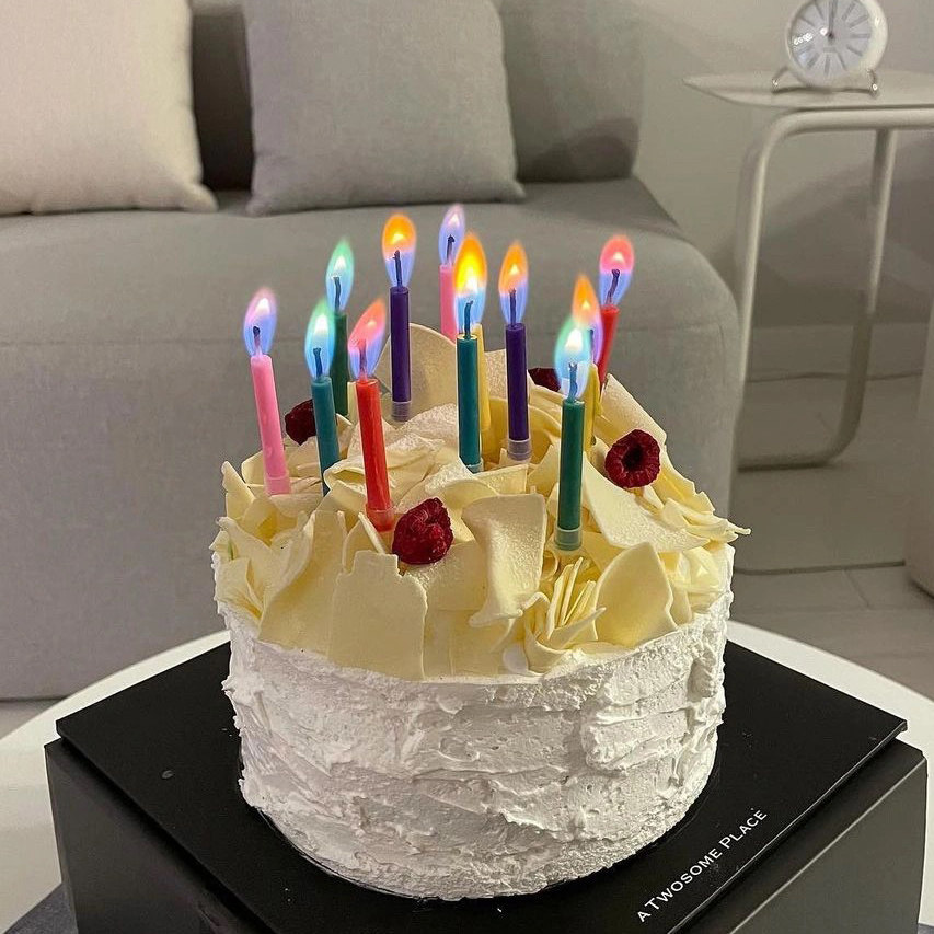 小红书同款创意彩色火焰蜡烛生日蛋糕装饰插件网红派对拍照道具