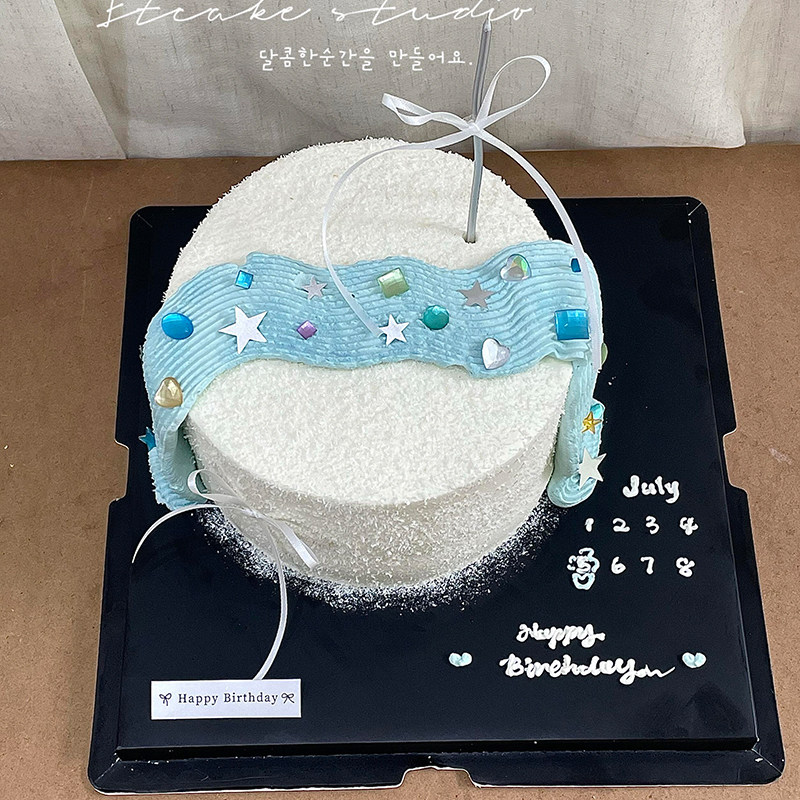 网红韩系简约彩色水晶钻石蛋糕装饰星星亮片仙女烘焙甜品摆件装扮
