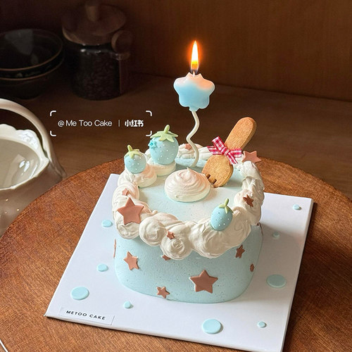 网红ins韩式烘焙生日蛋糕装饰摆件扭扭爱心五角星星蜡烛插件
