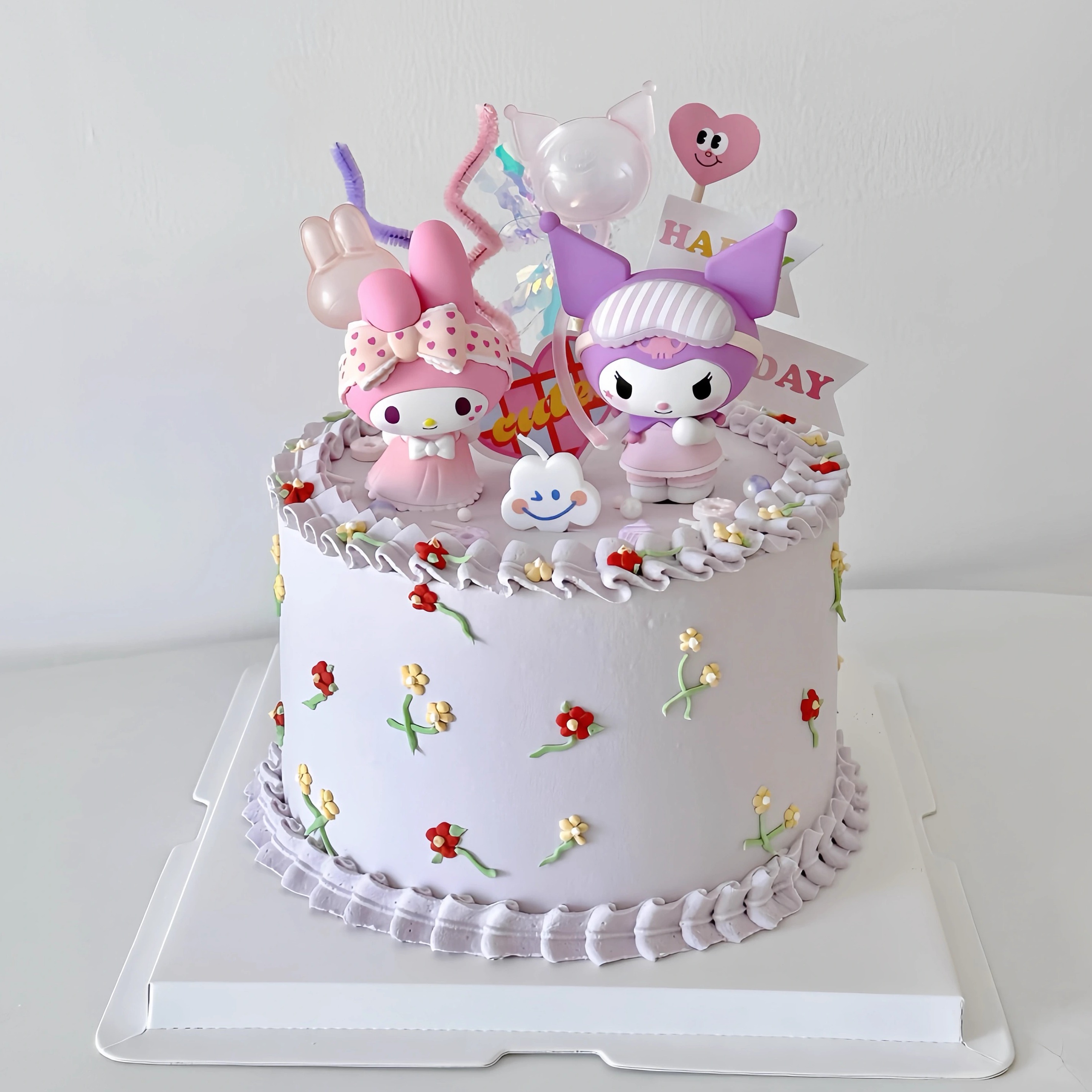 可爱睡衣甜心派对美乐蒂生日蛋糕装饰摆件库洛米三丽欧公仔插件