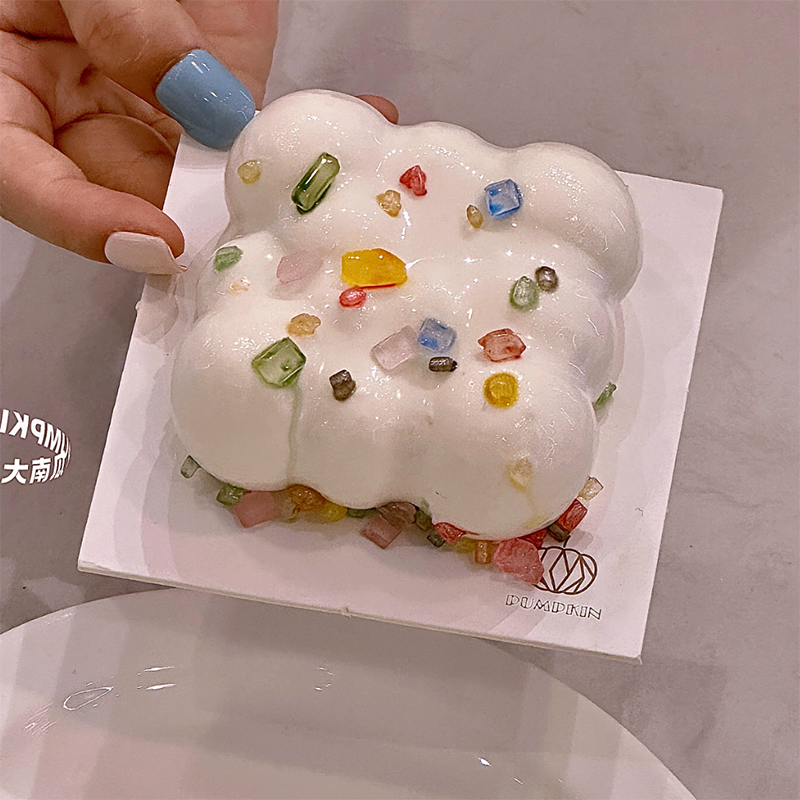 网红ins彩色钻石水晶艾素糖蛋糕装饰 五彩钻石砂糖生日甜品蛋糕
