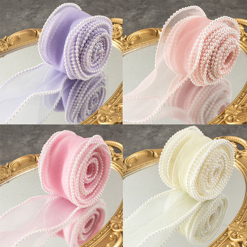 珍珠鱼尾纱简约丝带围边女神蛋糕