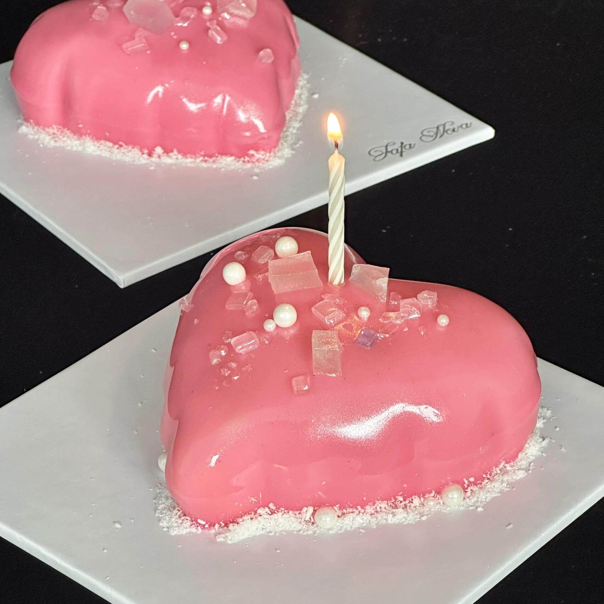 网红ins风彩色钻石水晶艾素糖蛋糕装饰 简约款爱心生日蛋糕装扮