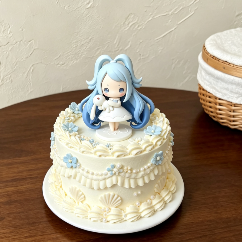 洛克王国雪影娃娃异色雪影蛋糕装饰摆件兔子女孩儿童生日装扮