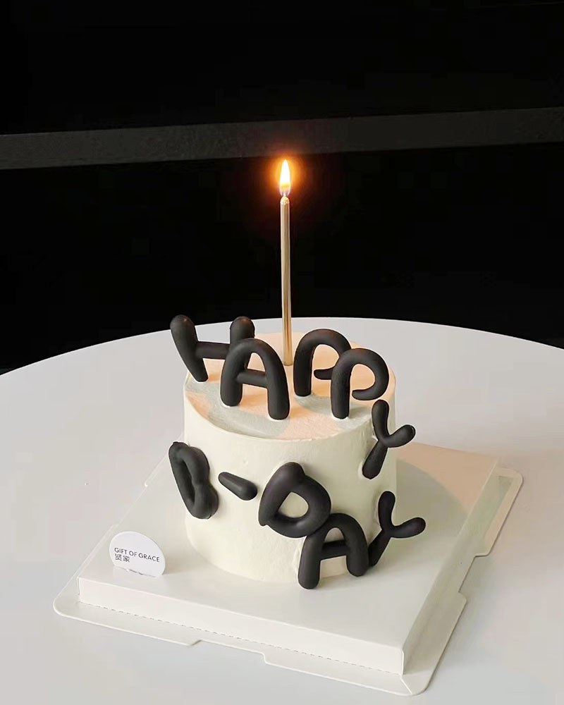 网红ins风简约字母蛋糕装饰 软胶黑色字母生日快乐蛋糕插牌插件