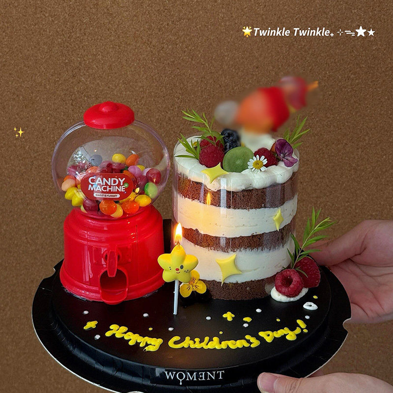小红书同款糖果机可爱吹泡泡星仔星空人儿童生日蛋糕装饰摆件插件