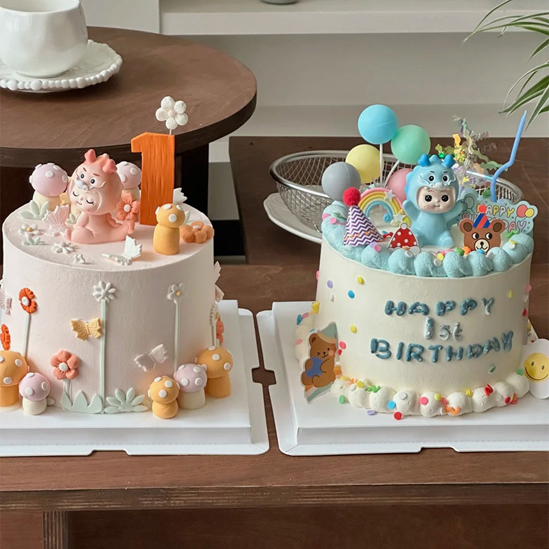 网红同款龙宝宝周岁蛋糕装饰摆件卡通小熊气球串彩色蜡烛生日插件,节庆用品/礼品,节日装扮用品,淘宝优惠券,粉丝福利购,淘宝优惠卷