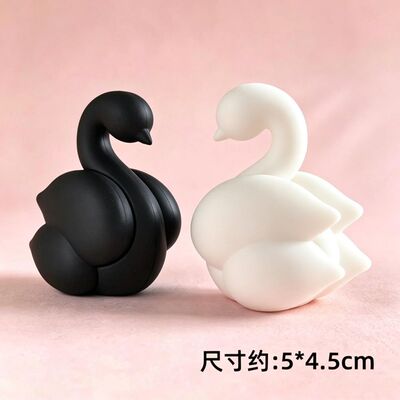 七夕情人节软胶立体天鹅蛋糕装饰摆件情侣纪念日甜品烘焙装扮配件