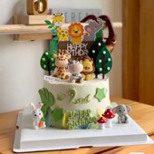 网红森系动物园蛋糕装 扮 饰可爱老虎狮子小象猴子小动物生日蛋糕装