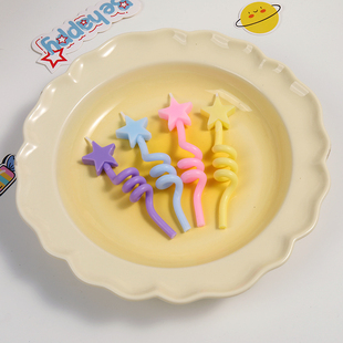 韩国ins风复古螺旋生日蜡烛 糖果色爱心星星扭扭棒蜡烛蛋糕插件