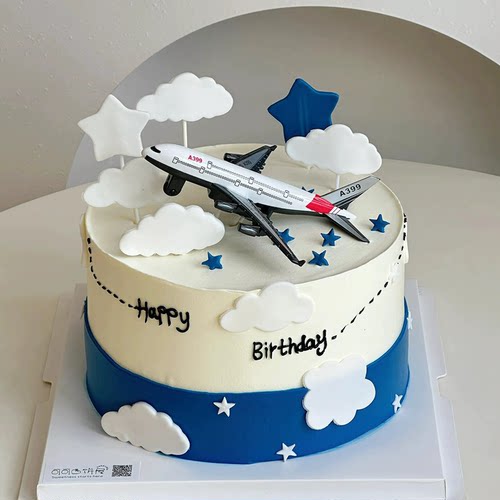 网红小飞机模型蛋糕装饰摆件男孩生日周岁飞机烘焙装扮毕业季插件
