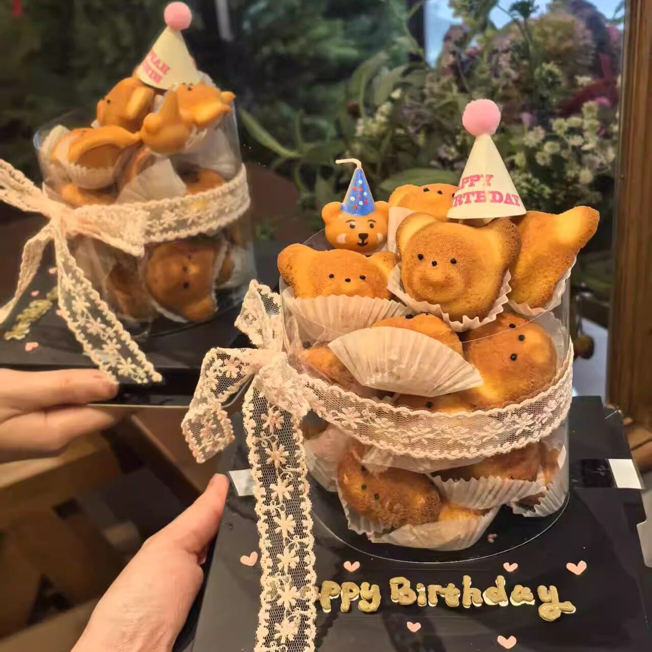 小红书ins小熊面包蛋糕装饰小熊面包生日派对甜品台小熊蜡烛插件