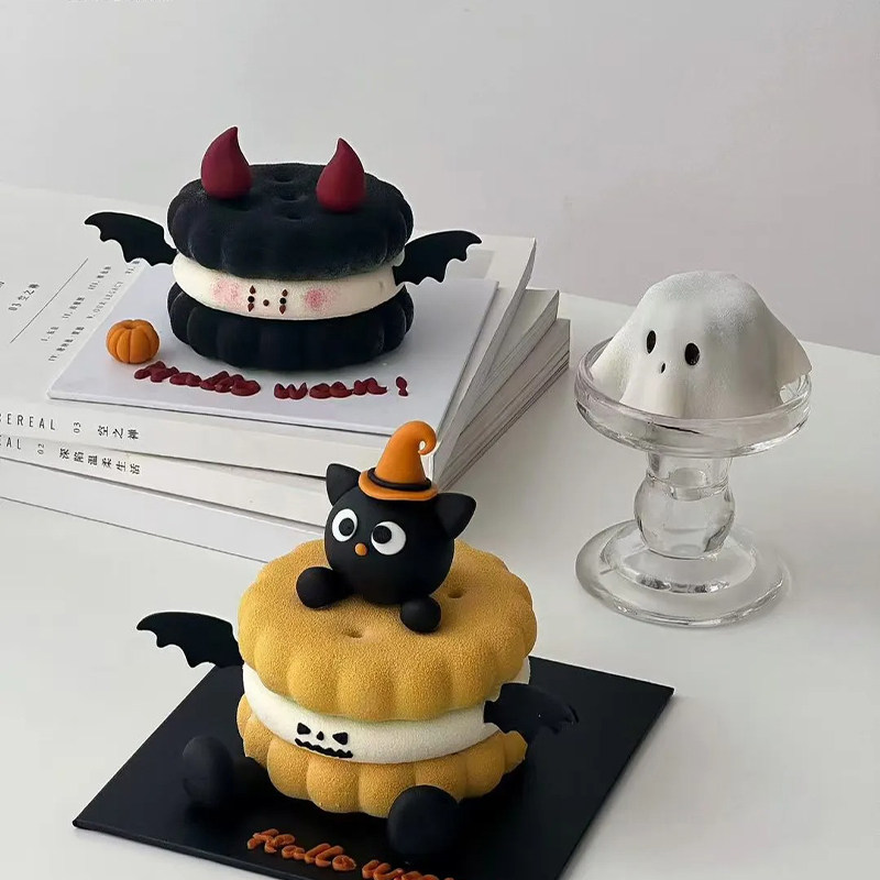 2025万圣节蛋糕装饰夹心emoji饼干硅胶模具恶魔甜品南瓜烘焙插件