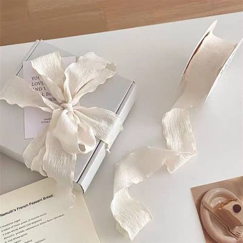 ins风褶皱丝带荷叶边布艺绸带礼物包装绳花艺绑带礼品盒装饰扎带