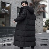 加长加厚过膝连帽鹅绒服大衣外套男 羽绒服男2025年大码 冬季 超长款