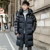 防风加厚撞色时尚 新款 科技极寒服男 冬季 进口鹅绒羽绒服男中长款