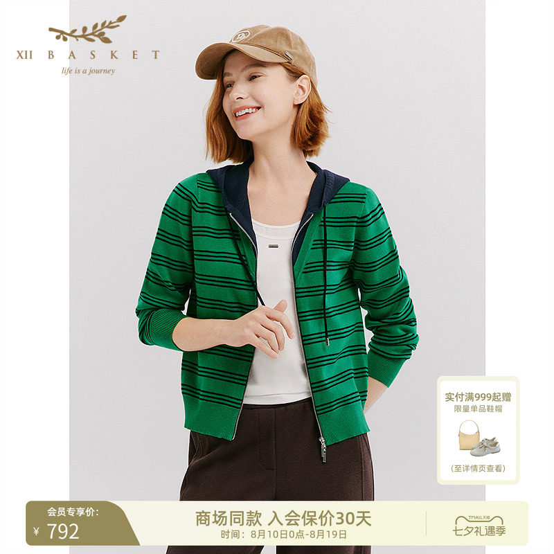 十二篮连帽通勤松弛百搭针织衫
