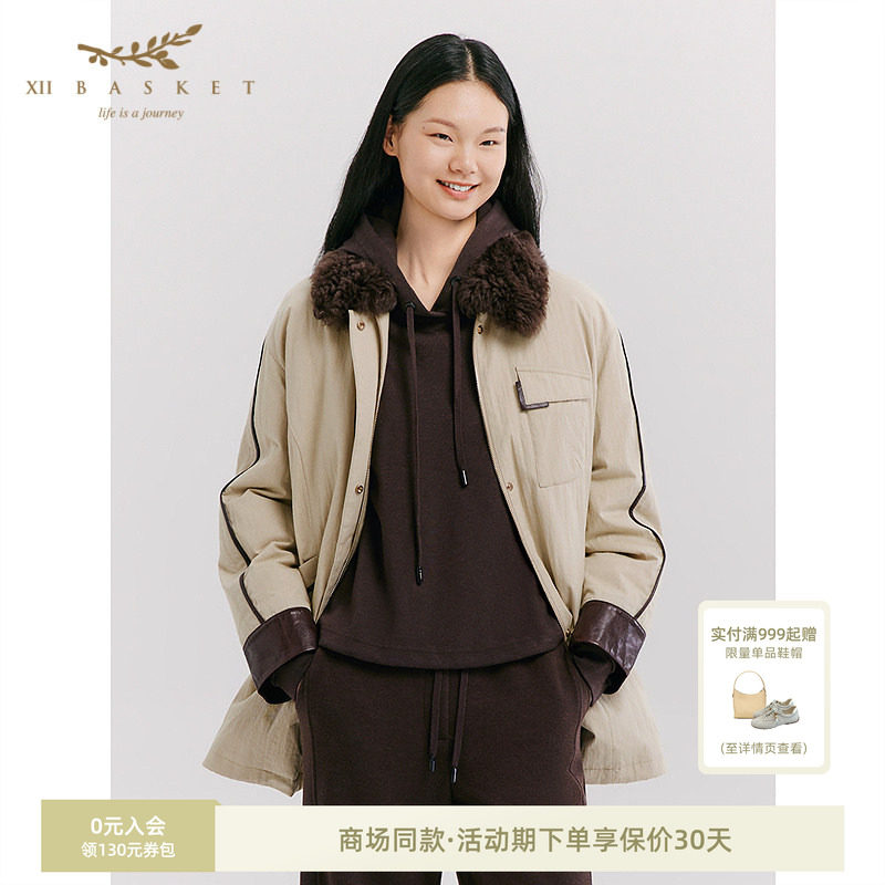 十二篮撞色复古巴恩风外套