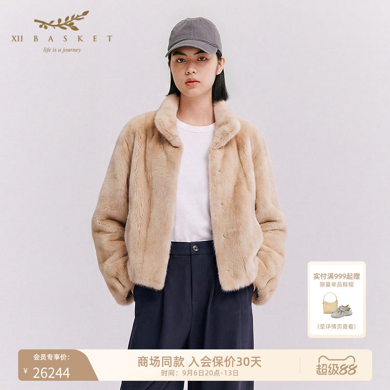 十二篮立领水貂皮草短款外套