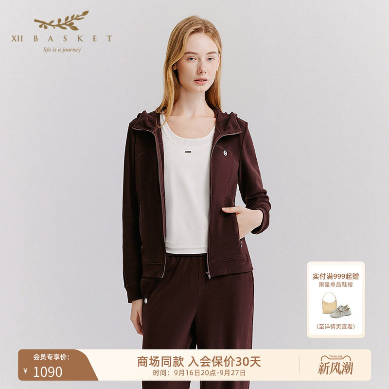 十二篮连帽拉链修身休闲外套