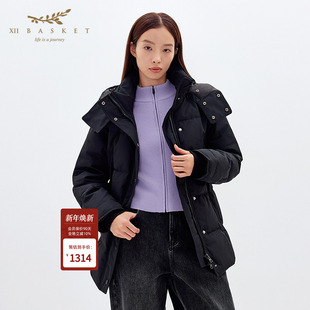 可拆连帽长款 BASKET十二篮冬款 XII 简约保暖羽绒服女 云暖鹅绒