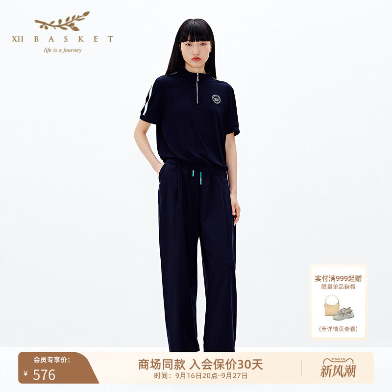 十二篮时尚半拉链立领醋酸上衣