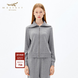 休闲大翻领外套女 时尚 十二篮专选春季 极简风雪尼尔商场同款