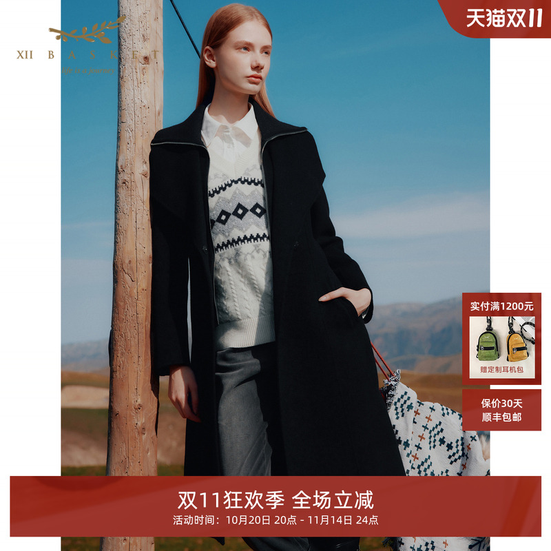 XIIBASKET十二篮羊毛中长大衣