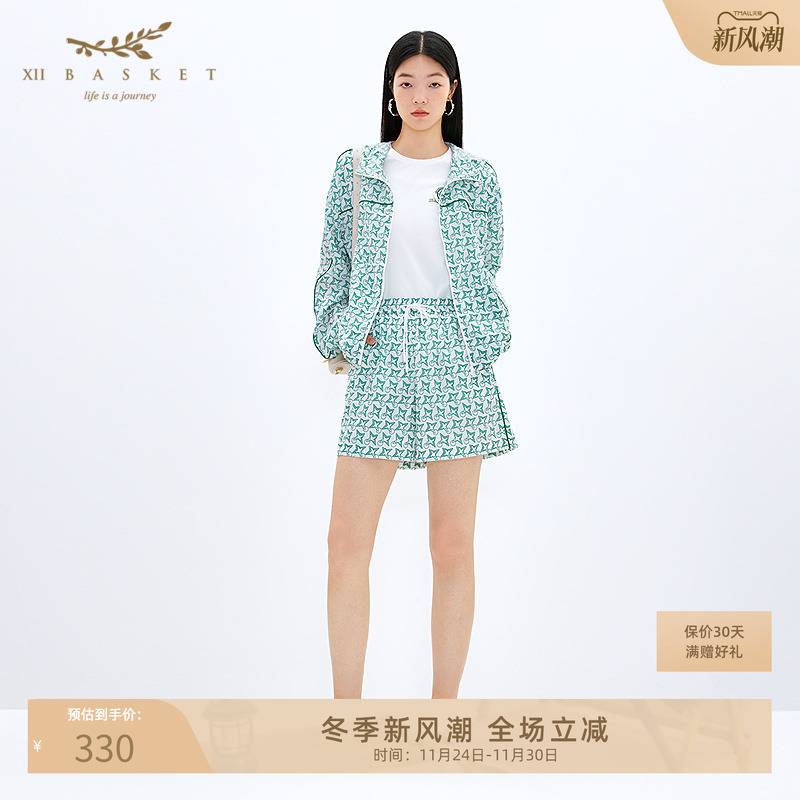 XII BASKET十二篮夏款清新印花宽松舒适运动短裤