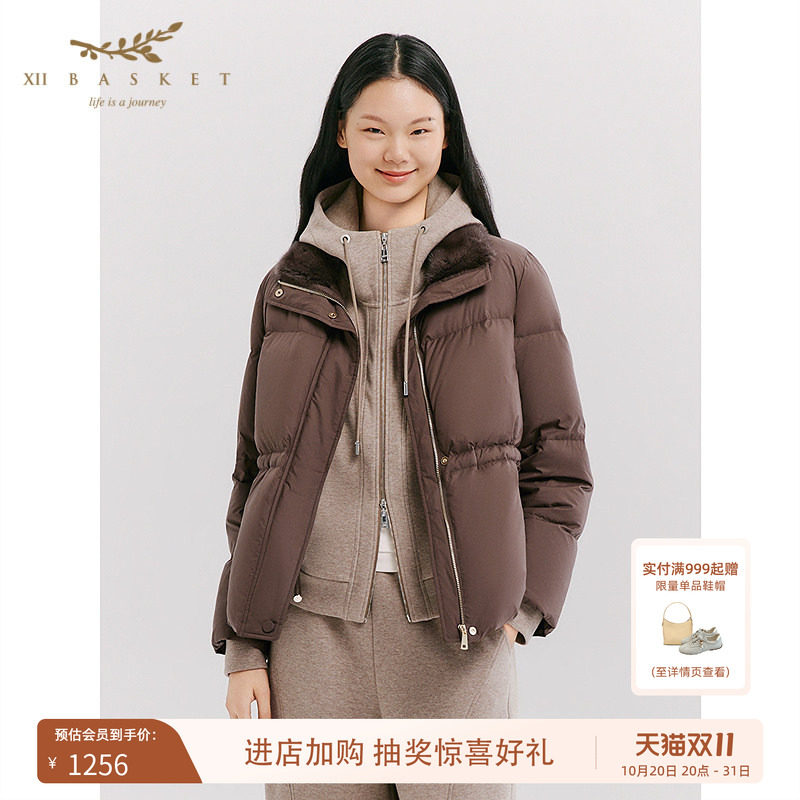 十二篮水貂毛领短款羽绒服