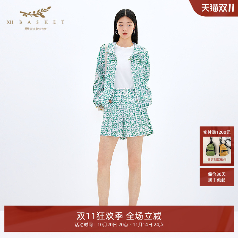 XII BASKET十二篮夏款清新印花宽松舒适运动短裤