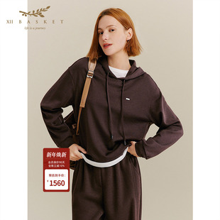 连帽卫衣宽松运动衫 BASKET十二篮25秋新款 XII 女百搭 全羊毛