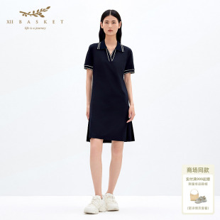 XII BASKET十二篮气质时尚鱼尾裙摆polo连衣裙女夏季
