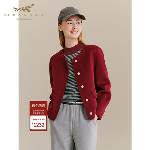 短款 休闲开衫 大衣保暖舒适百搭上衣大衣女 时尚 十二篮专选25冬新款