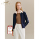 十二篮专选25冬新款 绵羊毛拉链针织开衫 舒适百搭通勤藏蓝色上衣女