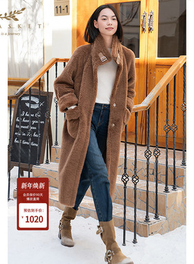 【100%绵羊毛】XII BASKET十二篮商场同款冬款保暖长款泰迪大衣女